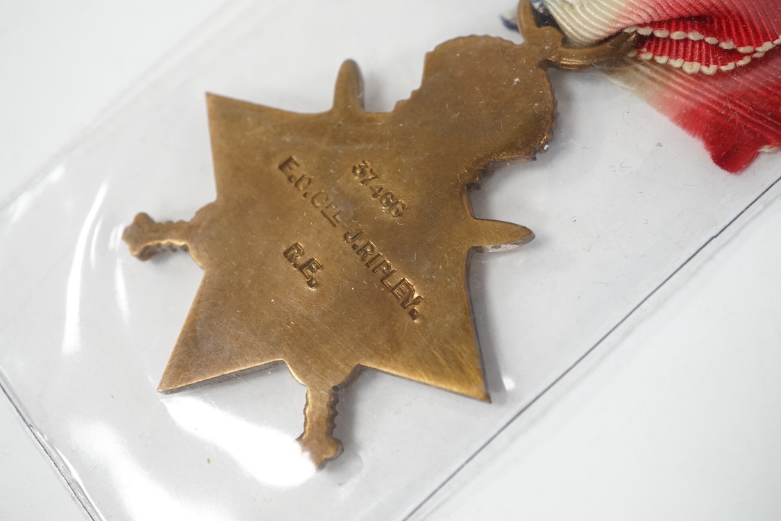 A George V Meritorious Service Medal (MSM), awarded to 37466 A. SJT: J. Ripley. R.E., together with his 1914-15 Star, British War Medal and Victory Medal. Condition - fair to good.